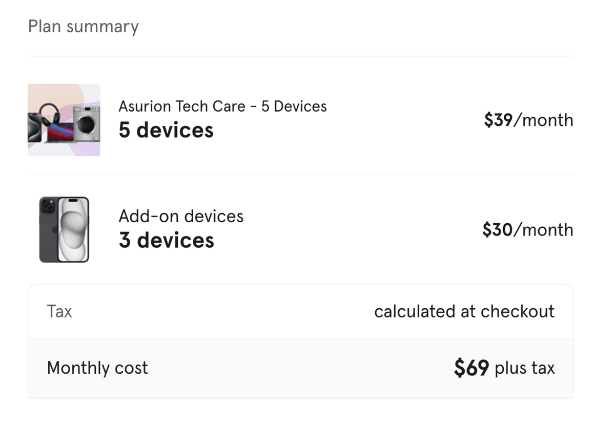 Cart and Plan Summary